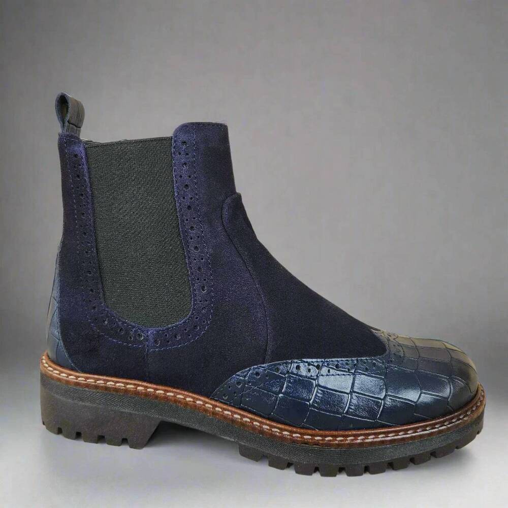 NEW ERIC MICHAEL women's charo boots in navy